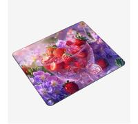 Mini Gaming Mouse Pad 24x20cm, Red Mouse Mat Strawberry Desk Mat, Soft Smooth Waterproof Surface, Anti-Slip Rubber Base Mousepad, Stitched Edges Desk Pad, Portable Office PC Accessories Gifts S0-562