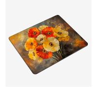 Mini Gaming Mouse Pad 24x20cm, Retro Mouse Mat Flower Desk Mat, Soft Smooth Waterproof Surface, Anti-Slip Rubber Base Mousepad, Stitched Edges Desk Pad, Portable Office PC Accessories Gifts S0-850