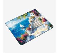 Mini Gaming Mouse Pad 24x20cm, Sea Mouse Mat Blue Desk Mat, Soft Smooth Waterproof Surface, Anti-Slip Rubber Base Mousepad, Stitched Edges Desk Pad, Portable Office PC Accessories Men Gifts S0-416