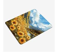 Mini Gaming Mouse Pad 24x20cm, Sunflower Mouse Mat Landscape Desk Mat, Soft Smooth Waterproof Surface, Anti-Slip Rubber Base Mousepad, Stitched Edges Desk Pad, Portable Office PC Accessories S0-1464