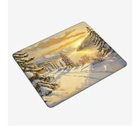 Mini Gaming Mouse Pad 24x20cm, White Mouse Mat Landscape Desk Mat, Soft Smooth Waterproof Surface, Anti-Slip Rubber Base Mousepad, Stitched Edges Desk Pad, Portable Office PC Accessories S0-394