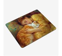 Mini Gaming Mouse Pad 24x20cm, Yellow Mouse Mat Cat Desk Mat, Soft Smooth Waterproof Surface, Anti-Slip Rubber Base Mousepad, Stitched Edges Desk Pad, Portable Office PC Accessories Men Gifts S0-822