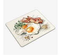 Mini Gaming Mouse Pad 29x24cm, White Mouse Mat Fried Egg Desk Mat, Soft Smooth Waterproof Surface, Anti-Slip Rubber Base Mousepad, Stitched Edges Desk Pad, Portable Office PC Accessories S0-900