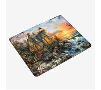 Mini Gaming Mouse Pad 30x25cm, Castle Mouse Mat Sunset Desk Mat, Soft Smooth Waterproof Surface, Anti-Slip Rubber Base Mousepad, Stitched Edges Desk Pad, Portable Office PC Accessories Gifts S0-626