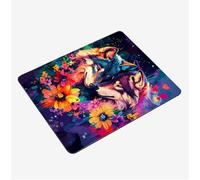 Mini Gaming Mouse Pad 30x25cm, Colorful Mouse Mat Wolf Desk Mat, Soft Smooth Waterproof Surface, Anti-Slip Rubber Base Mousepad, Stitched Edges Desk Pad, Portable Office PC Accessories Gifts S0-1026