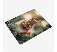 Mini Gaming Mouse Pad 30x25cm, Cute Mouse Mat Squirrel Desk Mat, Soft Smooth Waterproof Surface, Anti-Slip Rubber Base Mousepad, Stitched Edges Desk Pad, Portable Office PC Accessories Gifts S0-1118