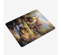 Mini Gaming Mouse Pad 30x25cm, Forest Mouse Mat Cabin Desk Mat, Soft Smooth Waterproof Surface, Anti-Slip Rubber Base Mousepad, Stitched Edges Desk Pad, Portable Office PC Accessories Gifts S0-1018