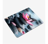 Mini Gaming Mouse Pad 30x25cm, Grey Mouse Mat Stone Desk Mat, Soft Smooth Waterproof Surface, Anti-Slip Rubber Base Mousepad, Stitched Edges Desk Pad, Portable Office PC Accessories Gifts S0-1146