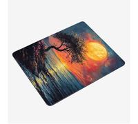 Mini Gaming Mouse Pad 30x25cm, Moon Mouse Mat Tree Desk Mat, Soft Smooth Waterproof Surface, Anti-Slip Rubber Base Mousepad, Stitched Edges Desk Pad, Portable Office PC Accessories Men Gifts S0-1072