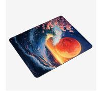 Mini Gaming Mouse Pad 30x25cm, Moon Mouse Mat Waves Desk Mat, Soft Smooth Waterproof Surface, Anti-Slip Rubber Base Mousepad, Stitched Edges Desk Pad, Portable Office PC Accessories Gifts S0-1442