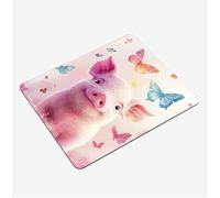 Mini Gaming Mouse Pad 30x25cm, Pink Mouse Mat Pig Desk Mat, Soft Smooth Waterproof Surface, Anti-Slip Rubber Base Mousepad, Stitched Edges Desk Pad, Portable Office PC Accessories Men Gifts S0-1028