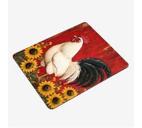 Mini Gaming Mouse Pad 30x25cm, Red Mouse Mat Rooster Desk Mat, Soft Smooth Waterproof Surface, Anti-Slip Rubber Base Mousepad, Stitched Edges Desk Pad, Portable Office PC Accessories Gifts S0-1446