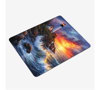 Mini Gaming Mouse Pad 30x25cm, Red Mouse Mat Sunset Desk Mat, Soft Smooth Waterproof Surface, Anti-Slip Rubber Base Mousepad, Stitched Edges Desk Pad, Portable Office PC Accessories Gifts S0-1032