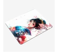 Mini Gaming Mouse Pad 30x25cm, White Mouse Mat Geisha Desk Mat, Soft Smooth Waterproof Surface, Anti-Slip Rubber Base Mousepad, Stitched Edges Desk Pad, Portable Office PC Accessories Gifts S0-1412
