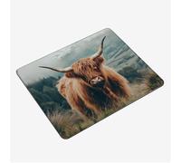 Mini Gaming Mouse Pad 34x28cm, Brown Mouse Mat Highland Cow Desk Mat, Soft Smooth Waterproof Surface, Anti-Slip Rubber Base Mousepad, Stitched Edges Desk Pad, Portable Office PC Accessories S0-294