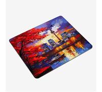 Mini Gaming Mouse Pad 40x30cm, Red Mouse Mat City Desk Mat, Soft Smooth Waterproof Surface, Anti-Slip Rubber Base Mousepad, Stitched Edges Desk Pad, Portable Office PC Accessories Men Gifts S0-246