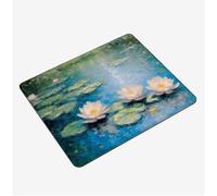Mini Gaming Mouse Pad 42x35cm, Green Mouse Mat Lotus Pond Desk Mat, Soft Smooth Waterproof Surface, Anti-Slip Rubber Base Mousepad, Stitched Edges Desk Pad, Portable Office PC Accessories S0-488