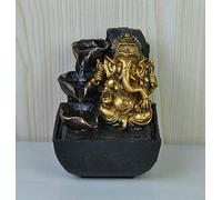 Mini Ganesh Indoor Tabletop Water Fountain with LED Light, USB Resin Ganesh Water Feature with Cascading Waterfall for Home, Office, Bedroom, Prayer Room & Spiritual Décor, 18cm