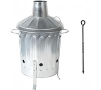 Mini Garden 15L Litre Galvanised Incinerator Small Fire Bin - Ideal for Burning Paper, Leaves, Wood, Rubbish + FREE ASH POKER