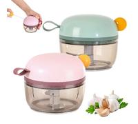 Mini Garlic Chopper 2-Pack, 200ml Manual Hand Food Chopper with Silicone Grip & Magnetic Stainless Steel Blades, Compact Onion Dicer and Garlic Mincer (1)