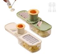 Mini Garlic Grinder, Garlic Grinder Mini Mandoline with Container, 3-in-1 Garlics Slicer Veggie Shredder Multifunctional Garlics Grinders & Mandoline Slicer, Hand Guard for Can Grind, Shred (a+b)