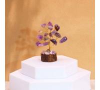 Mini Gemstone Tree On Wood Base Amethyst (15 Stones)