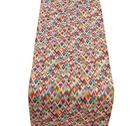Mini Geometric Tapestry Table Runner. Zig Zag Chevron Geo Design in Multicoloured - Red, Blue, Green. Available in Two Sizes (30cm x 230cm)