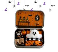 Mini Ghost in a Tin Plate Decoration Halloween Desk | Miniature Scene Tinplate For Boys Girls Collectors Nursery Home Travel Apartment Living Room Bedroom Study Table