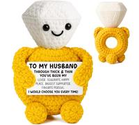 Mini Gifts for Husband from Wife, To My Husband Funny Handmade Crochet Diamond, Happy Wedding Anniversary Birthday Gifts for Him Husband Men, Romantic I Love You Gift for Him Birthday Christmas Decor