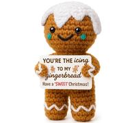Mini Gingerbread Man Christmas Crochet Gifts for Women Men Sweet Christmas Stocking Stuffers for Wife Husband Girlfriend Boyfriend, Cute Secret Santa Gift Xmas Party Favor for Kid Teen Girl Boy Friend