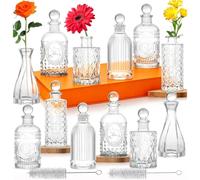 Mini Glass Bud Vases 12 Pcs Small Vases for Flowers with Lid