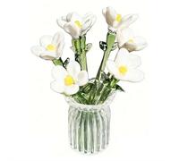Mini Glass Flowers in Vase, Tiny Colorful Glass Flower Bouquet, Artificial Wildflower Figurine for Desk Shelf Table Decor, Gifts for Mom Women Mother’s Day Birthday