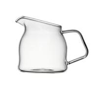 Mini Glass Milk Pitcher with Slanted Spout | Heat-Resistant Borosilicate Creamer Jug for Coffee, Syrup & Sauces | Microwave & Dishwasher Safe Small Glass Server for Home Baristas & Dining (150ml)