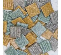 Mini Glass Mosaic Tiles Pieces, DIY Mosaic Kit 30 Pcs 2cm/0.78in Sq Quartz Tiles 0.4cm/0.15in Thk 85g/3oz Multicolor(Coffee Cyan Gregreen)