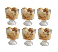 Footed Glass Dessert Bowls Set of 6 (300 ml) - Trifle, Pudding, Sundae & Prawn Cocktail Serving Bowls - Dishwasher Safe Stemmed Dishware - M&W