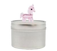 Mini Glass Unicorn in Gift Tin - Cute Little Handmade Pink Glass Animal - Miniature Fantasy Figurine for Unicorn Lovers - Small Decoration Ornament - Home Decor Figure