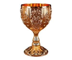 Mini Glass - Vintage Style Zinc Alloy Wine Glass 30ml Retro Embossed Floral Design | Elegant Small Cup for Whiskey, Cocktails, Beer and Shots, Decorative Pair