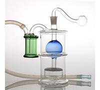 Mini Glass Water Bong - 10mm Portable Smoking Pipe, Small Dab Rig with Silicone Hose, Handmade High Borosilicate Glass, Quiet Design, Travel-Friendly & Giftable (Small bong pipe)