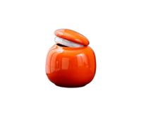 Mini Glaze Ceramic Jars, Sealed Tea Storage Jar, Cute Rouge Cream Powder Cosmetics Dispenser, Powder Ointment Cans Ceramic Tea Cans(Orange-Round1)