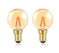 Mini Globe E14 LED Filament Bulb 1W, SES Small Edison Screw Golfball Bulb G40 E14 LED Vintage, 10W Equivalent, Amber Glass Warm White 2200K Chandelier Bulbs, Non-Dimmable, 2 Pack