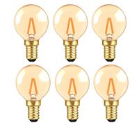 Mini Globe E14 LED Filament Bulb 1W, SES Small Edison Screw Golfball Bulb G40 E14 LED Vintage, 10W Equivalent, Amber Glass Warm White 2200K Chandelier Bulbs, Non-Dimmable, 6 Pack