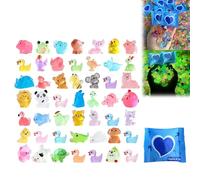 Mini Glow in The Dark Animal Models, Mystery Animals Blind Bag, Mini Luminous Farm Ocean Figures, Animal Miniatures for Fairy Garden Accessories, Random Desig (100pcs)