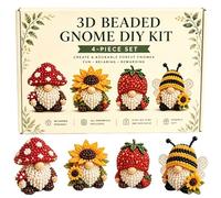 Mini Gnomes Beading Kits, Funny 3D Dwarf Beaded Animal Kit, Cute Dwarf Animals Beads Art Kit for Adults Kids, Novelty Garden Gnomes Bead Embroidery Craft Kits, for Handcraft Lover Gift
