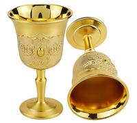Mini Gold Goblet, 2PCS 25ml Metallic Shot Glasses, Medieval Style Chalice for Whisky, Liqueur & Altar Use, Elegant Wedding & Christmas Decor(1.5 x 2.7in)