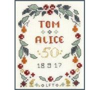 Mini Golden Wedding Anniversary Sampler - Complete Cross Stitch kit on 14 aida with Clear Colour Chart, Great for Beginners