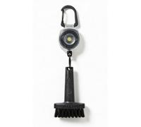 Mini Golf Brush with Clear Retractable Carabiner Keychain Clip and Black Kevlar Cord - Durable Non-Scratch Nylon Bristles Golf Club Cleaner Tool
