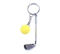 Mini Golf Racket and Golf Ball Key Chain, Funny Golf Ball Keychains Metal Charms Pendants Key Ring Sports Gif(Yellow)
