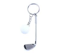 Mini Golf Racket and Golf Ball Key Chain, Funny Golf Ball Keychains Metal Charms Pendants Key Ring Sports Gif(White)