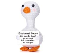 Mini Goose Emotional Message Support Positive Crochet Animal Mental Health Get Well Gifts for Women Her Friends Coworkers, Thinking of You After Surgery Recovery Gift Office Desk Goose Pickle Potato