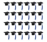 Mini Graduation Caps with Tassel Blue Felt Cloth 24pcs Back to School | Cute Dessert Toppers for Bottles, Photo Booth Props, Graduation Celebrations, Party Planners and Bakers